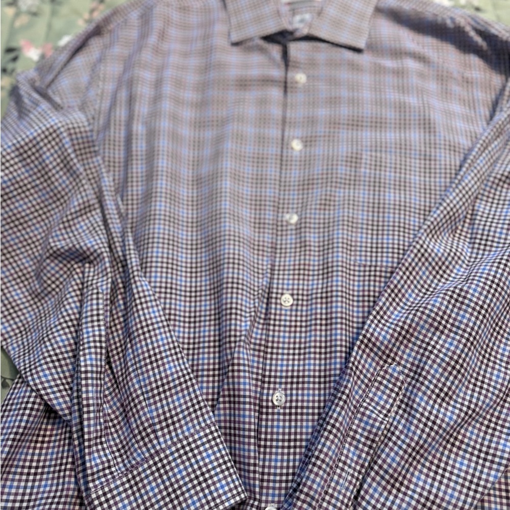 Van Heusen Men's Plaid Shirt - Blue and Brown